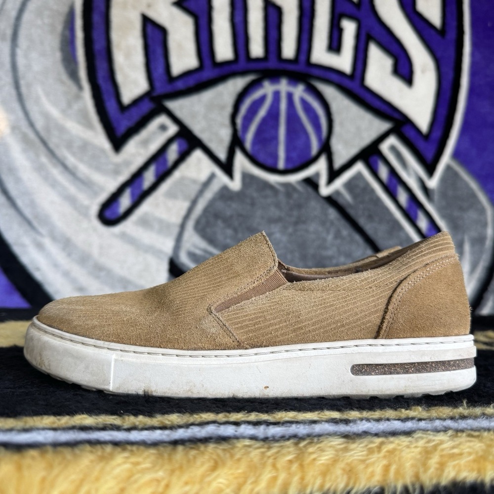 Size 40/W9/M7 - Birkenstock Oswego Slip On Suede Cork Brown Narrow